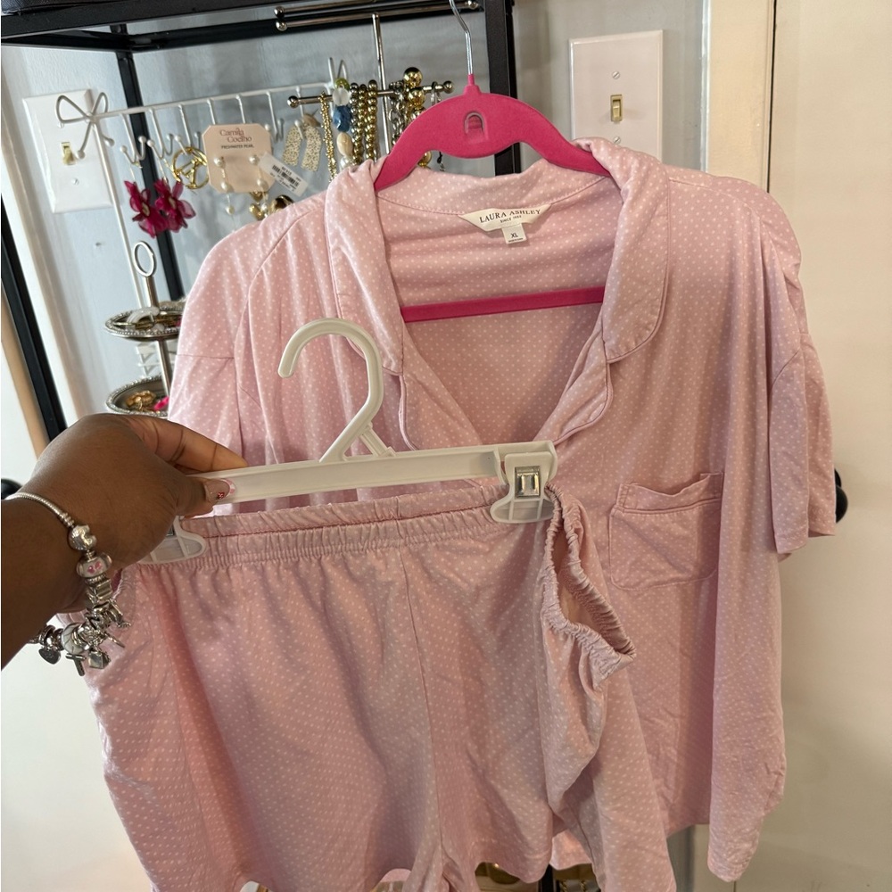 Laura Ashley Pink Polka Dot Short Pajama Set